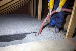 Attic Insulation For Summer Heat - Installing Cellulose at a home to improve energy efficiency.