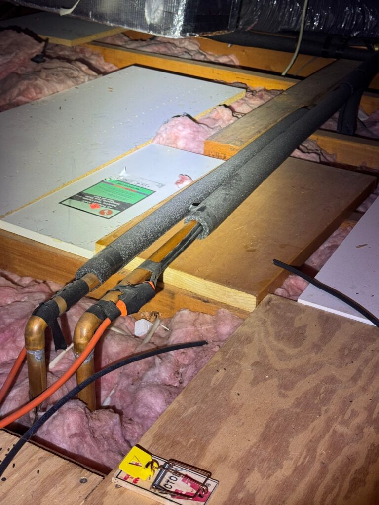 Attic insulation before cellulose insulation installed at home in Mount Kisco New York