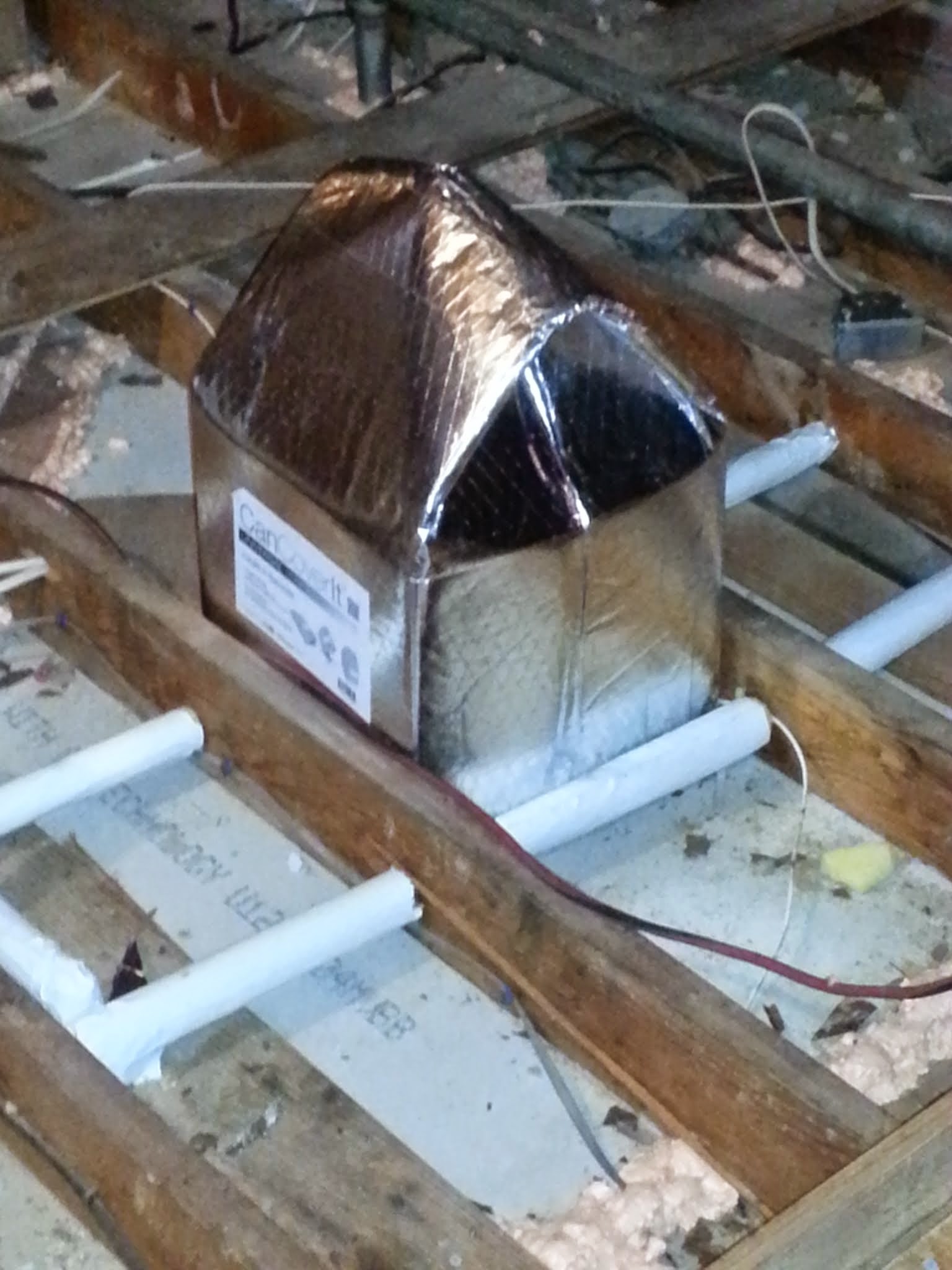 Recessed light cover installed for attic air sealing — NJ