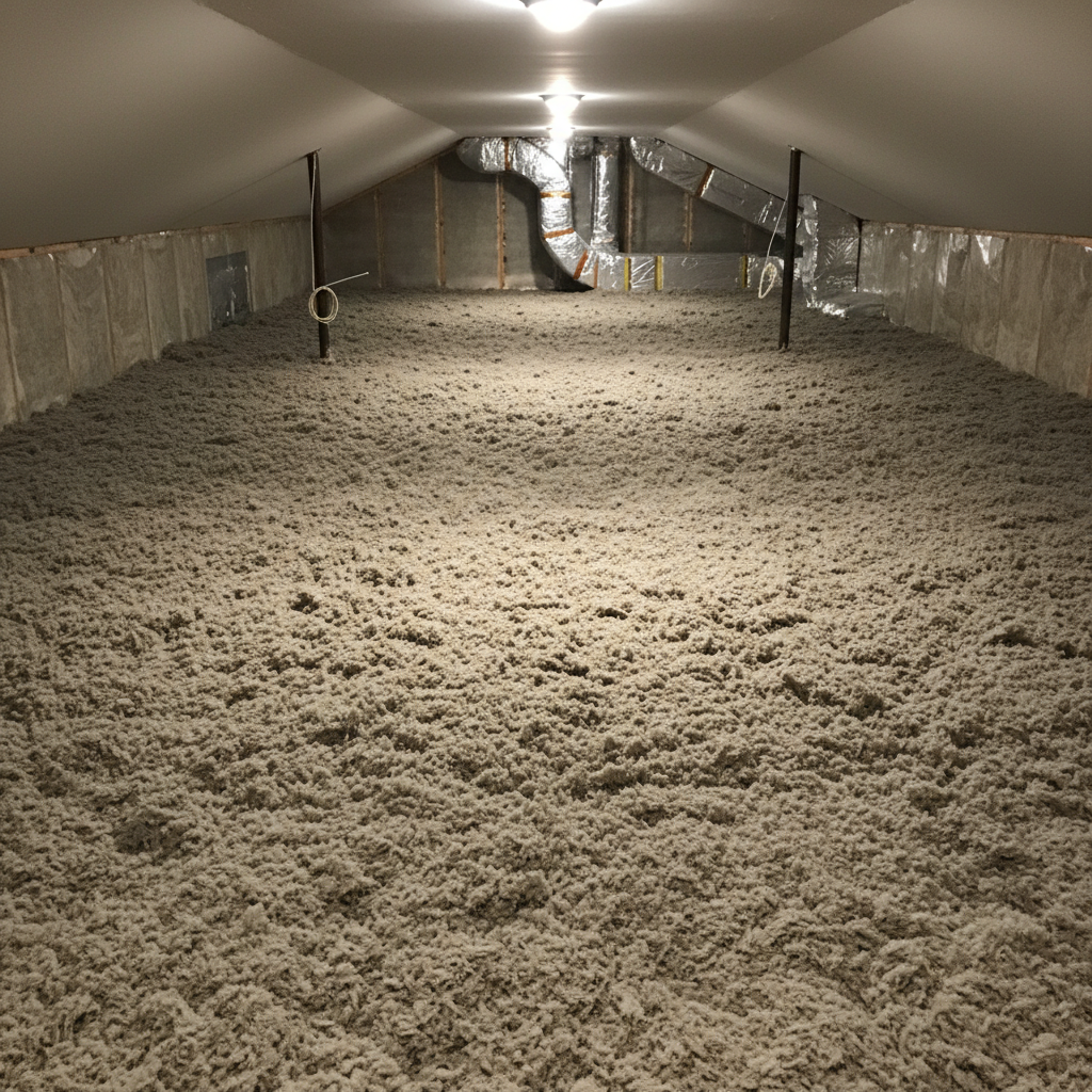 How to Check Your Attic Insulation 6 Properly insulated attic with deep blown-in cellulose coverage