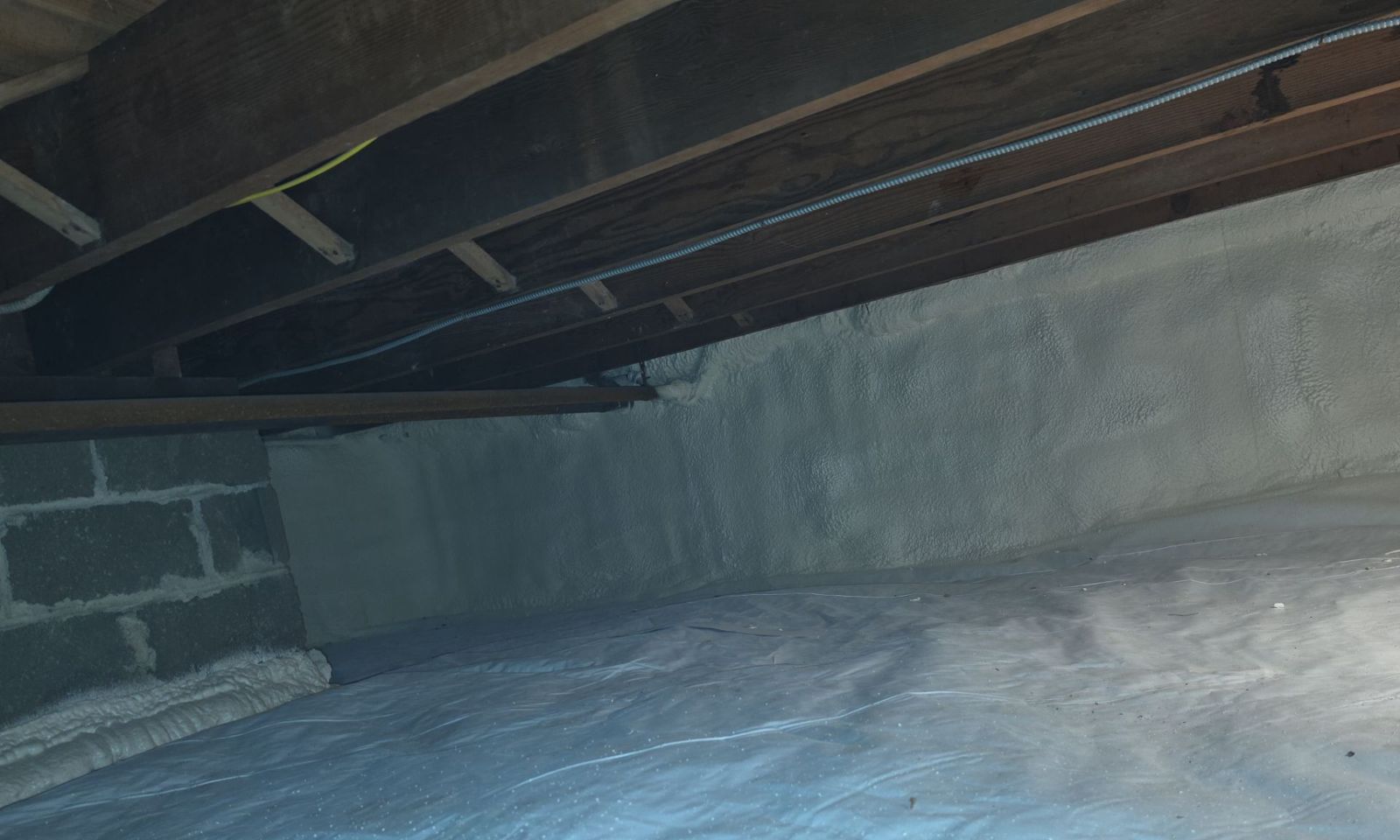 Attic, Wall and Crawl Space Insulation in Wappingers Falls, NY: Project Case Study 11 Encapsulated crawl space in Wappingers Falls NY with spray foam walls and sealed liner